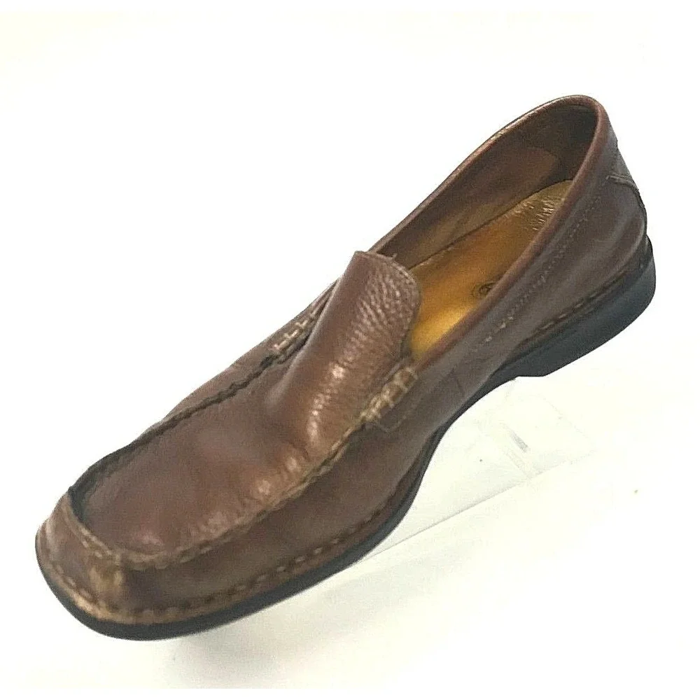 Timberland Mens Brown Leather Square Toe Slip On‎ Loafers 66560 4828 Size 8.5M